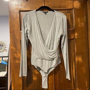 J Crew Mercentile Grey Draped Bodysuit